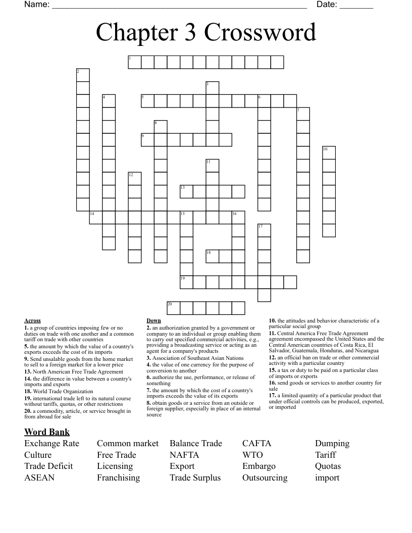 Chapter 3 Crossword