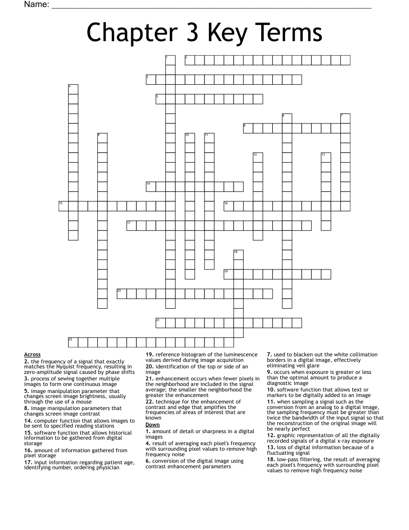 Chapter 3 Key Terms Crossword
