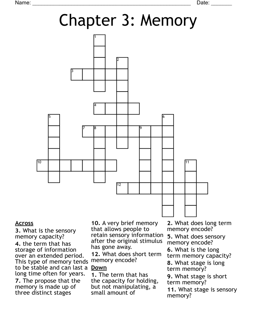 Chapter 3: Memory Crossword