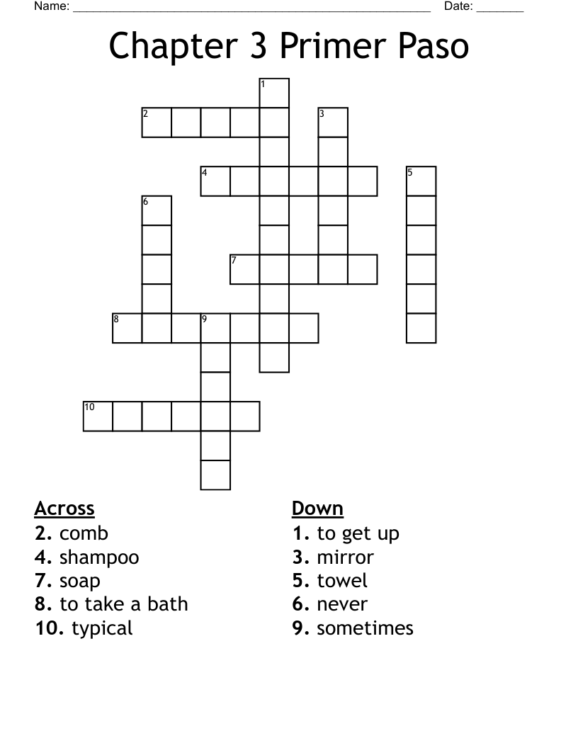 Chapter 3 Primer Paso Crossword