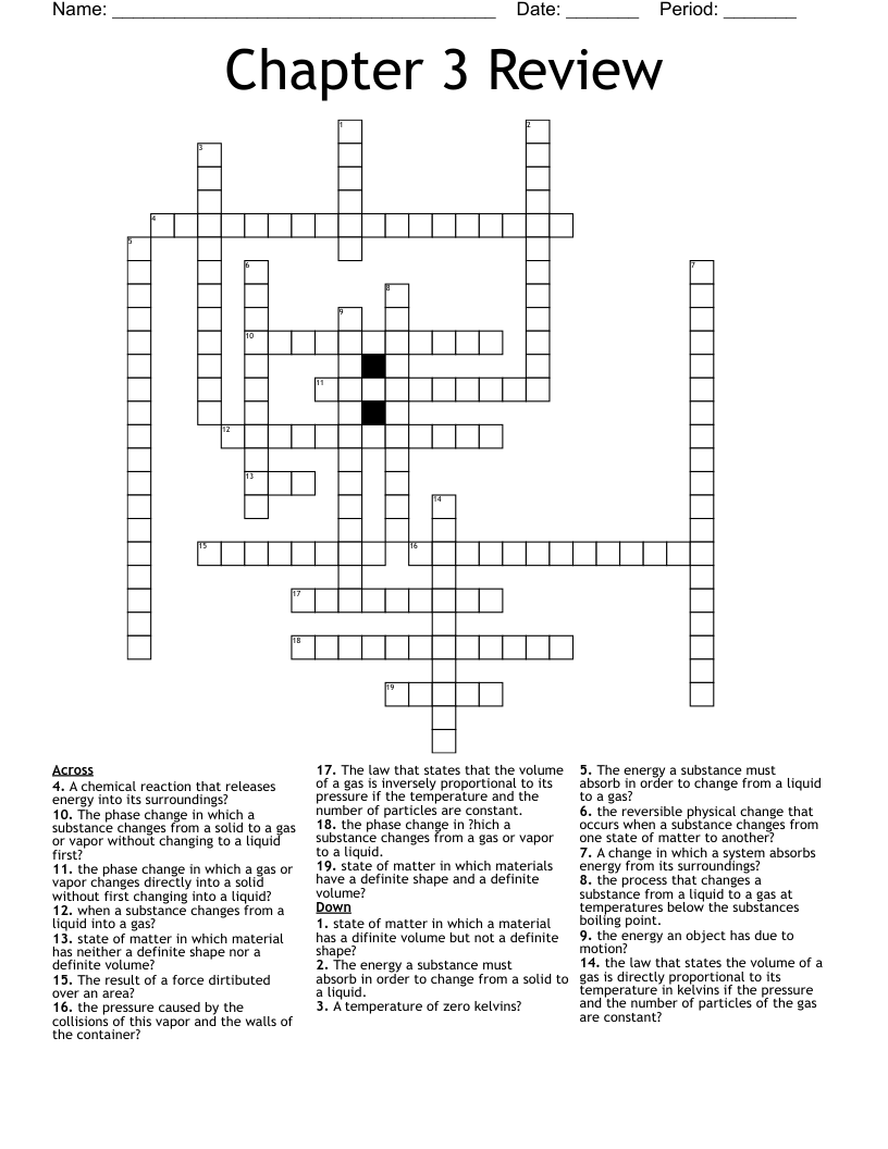 Chapter 3 Review Crossword