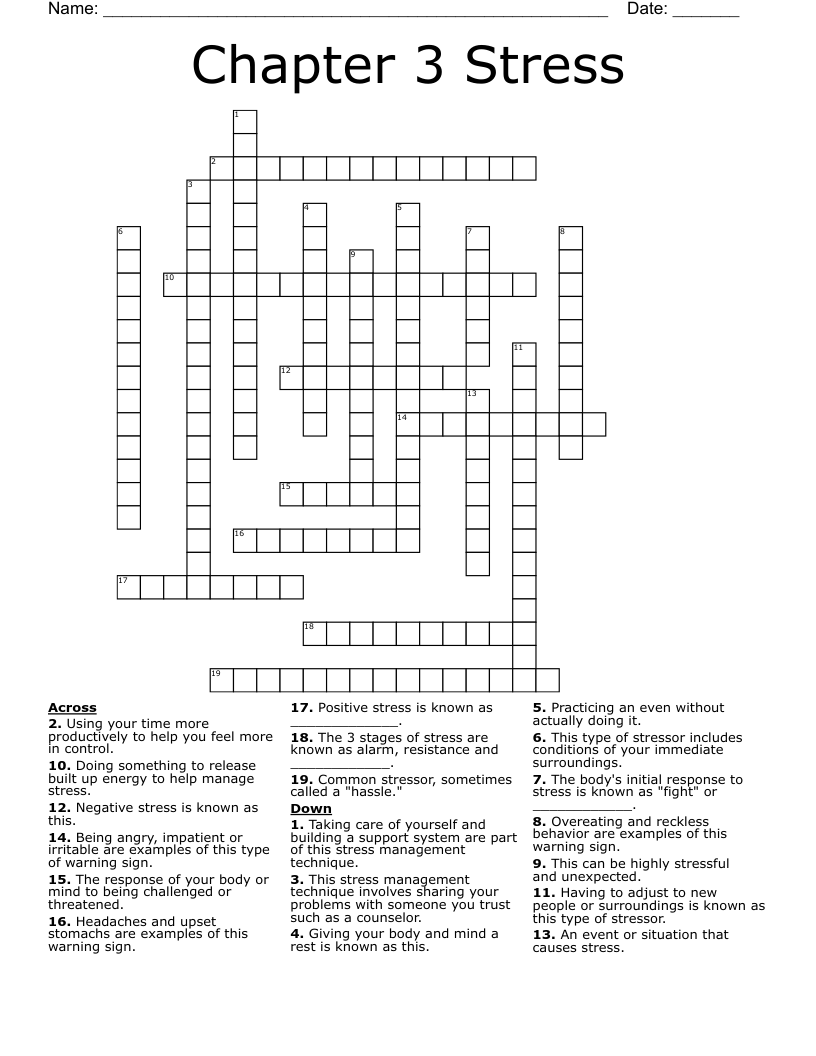 Chapter 3 Stress Crossword