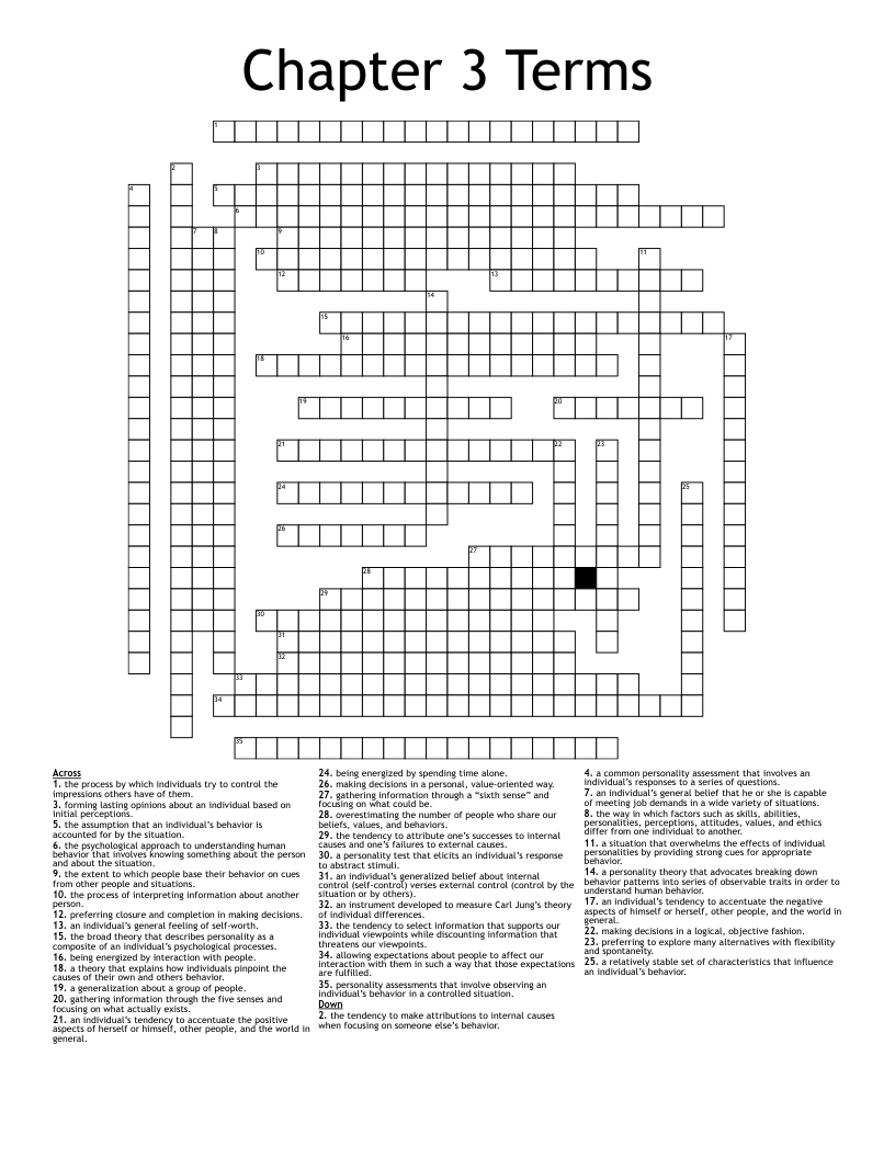 Chapter 3 Terms Crossword