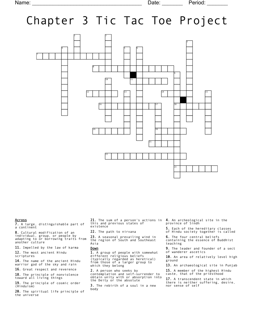 Chapter 3 Tic Tac Toe Project Crossword