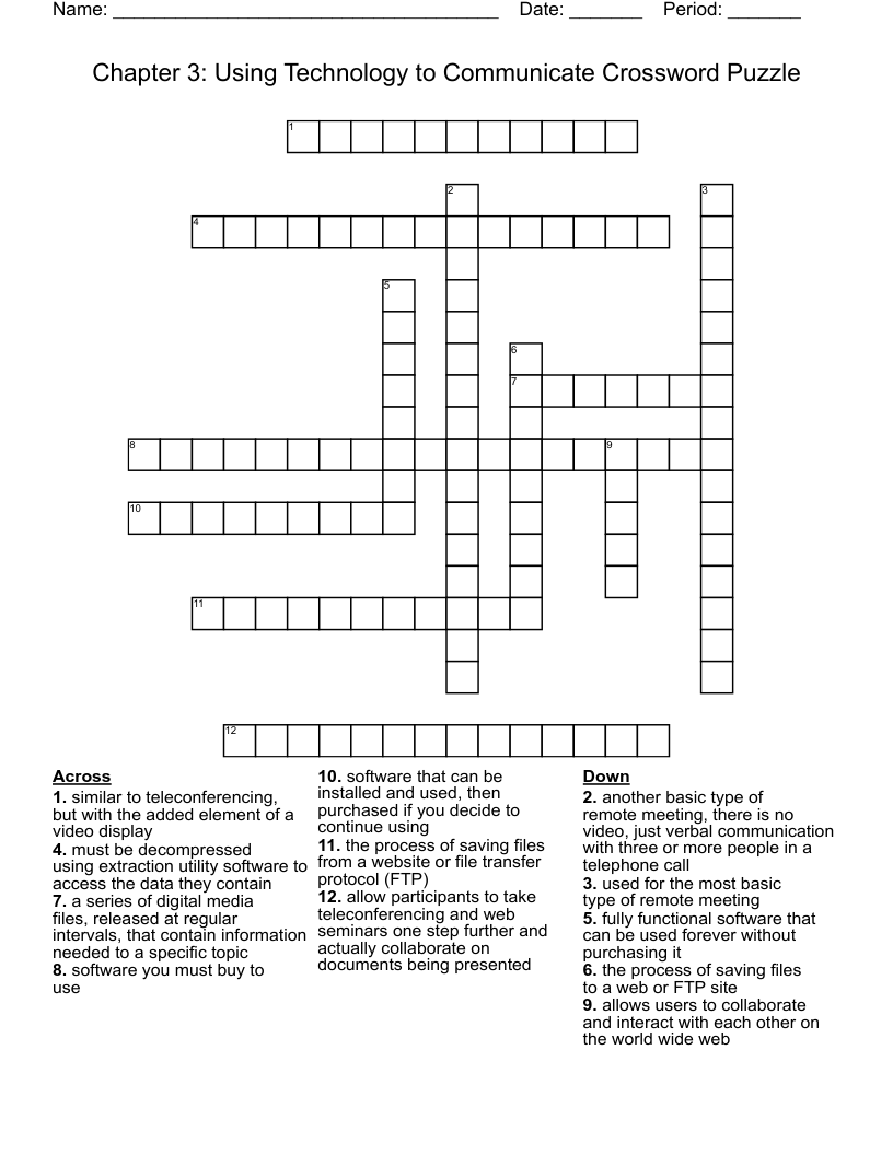 Chapter 3: Using Technology to Communicate Crossword Puzzle
