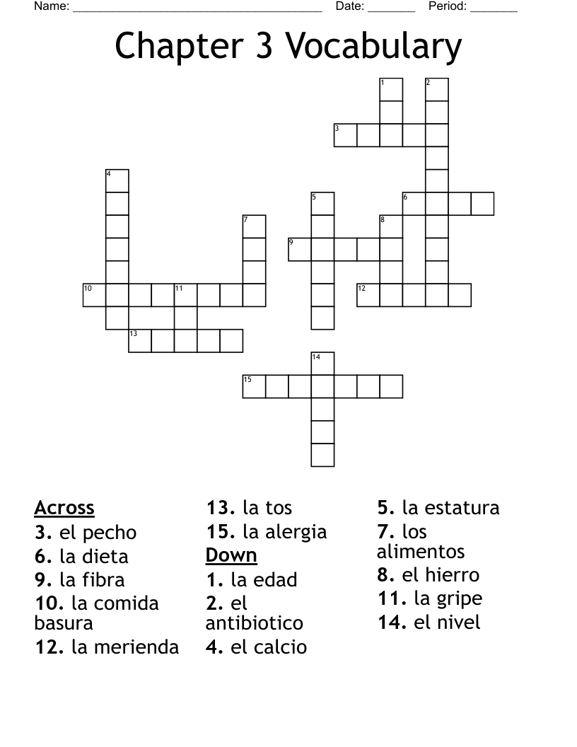 Chapter 3 Vocabulary Crossword