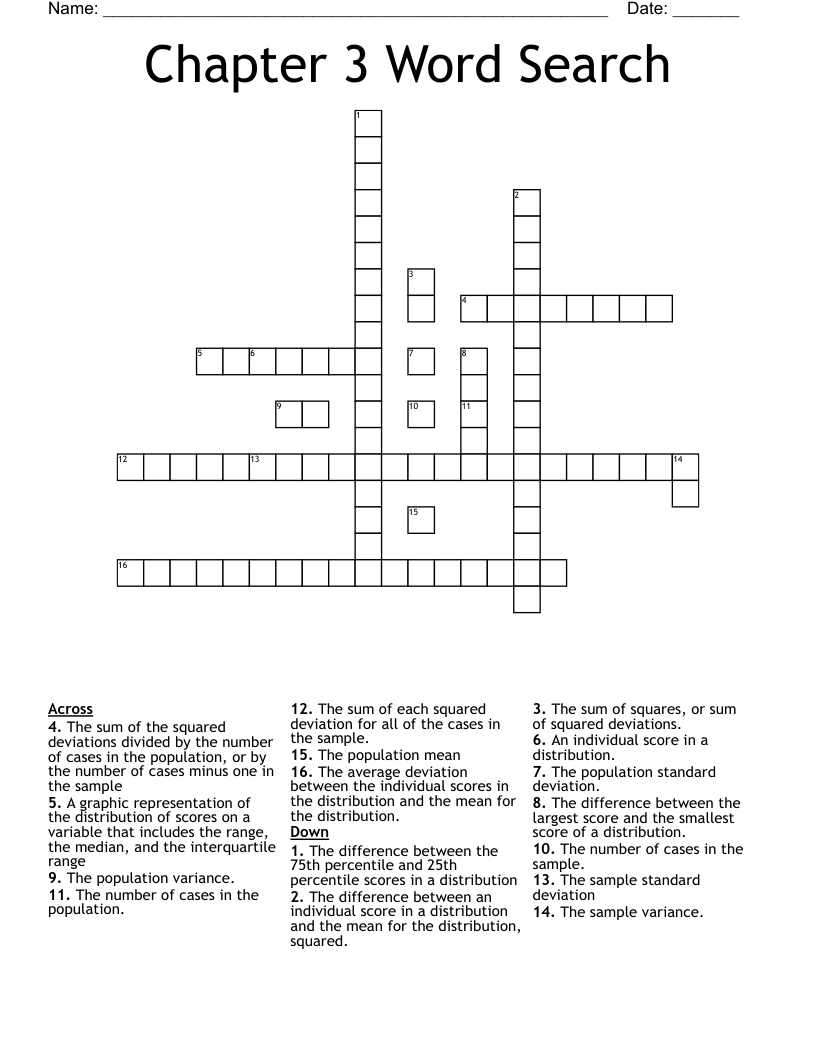 Chapter 3 Word Search Crossword