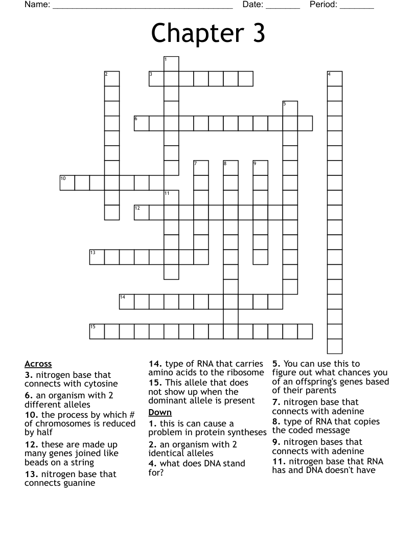 Chapter 3  Crossword