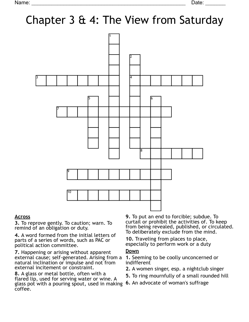 Chapter 3 & 4: The View from Saturday Crossword