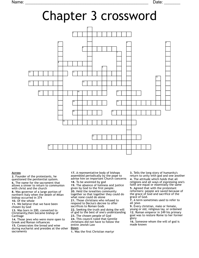 Chapter 3 crossword