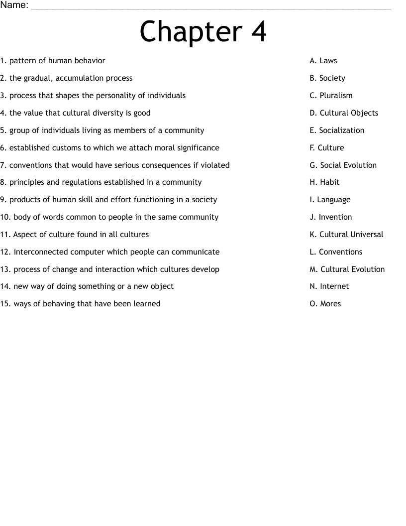 Chapter 4 Worksheet