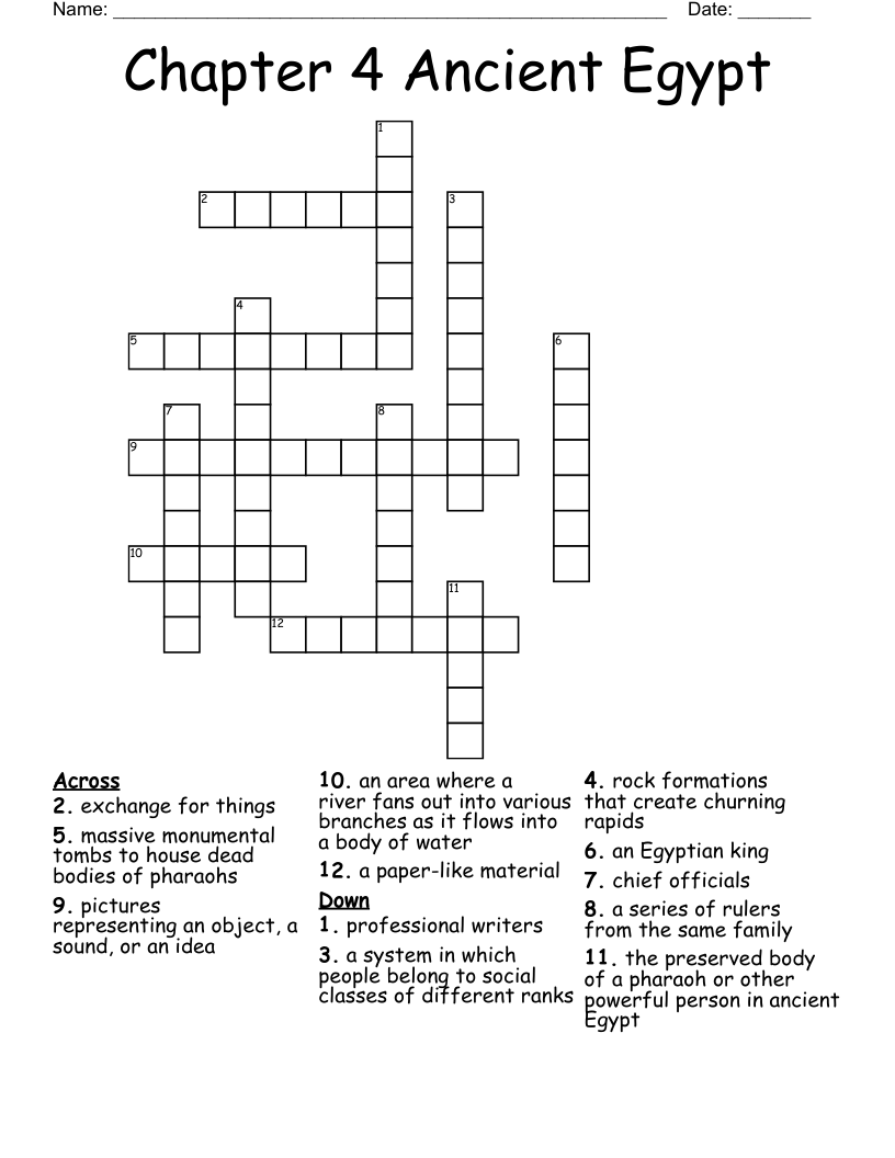 Chapter 4 Ancient Egypt Crossword