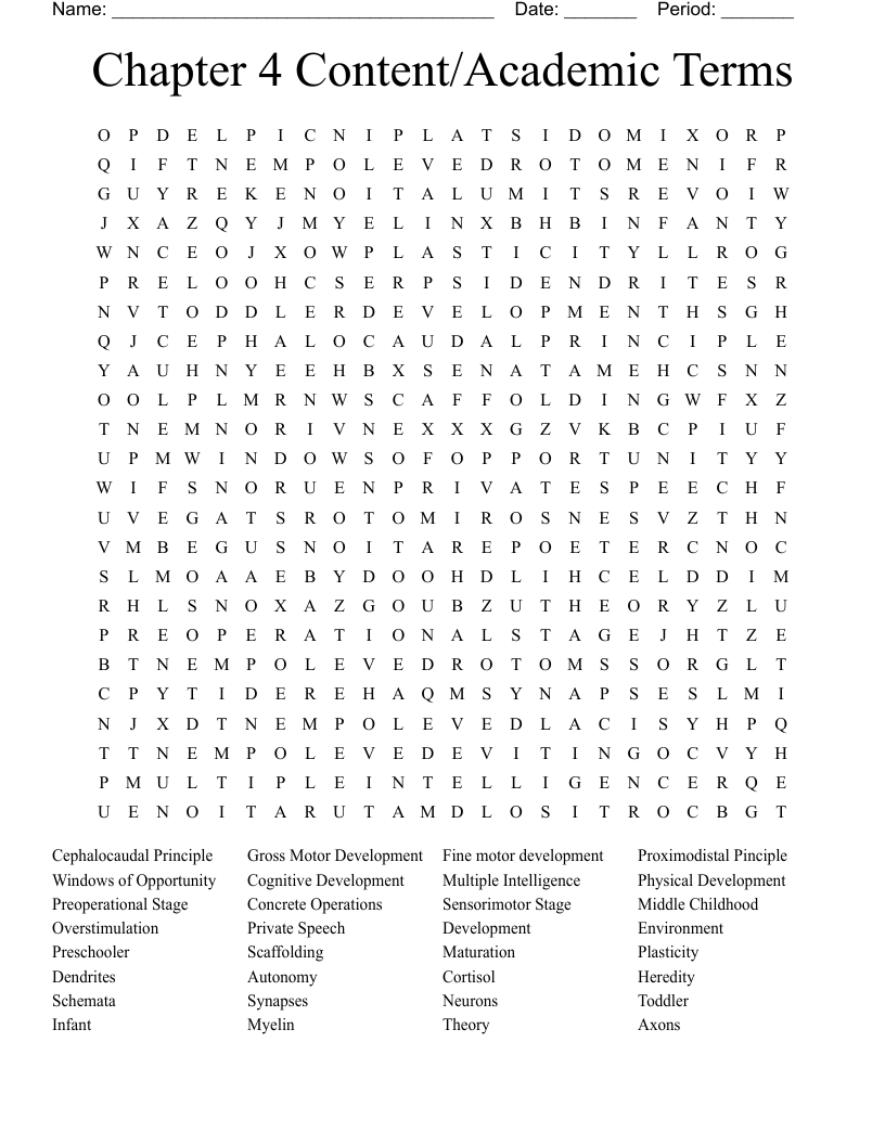 Chapter 4 Content/Academic Terms Word Search