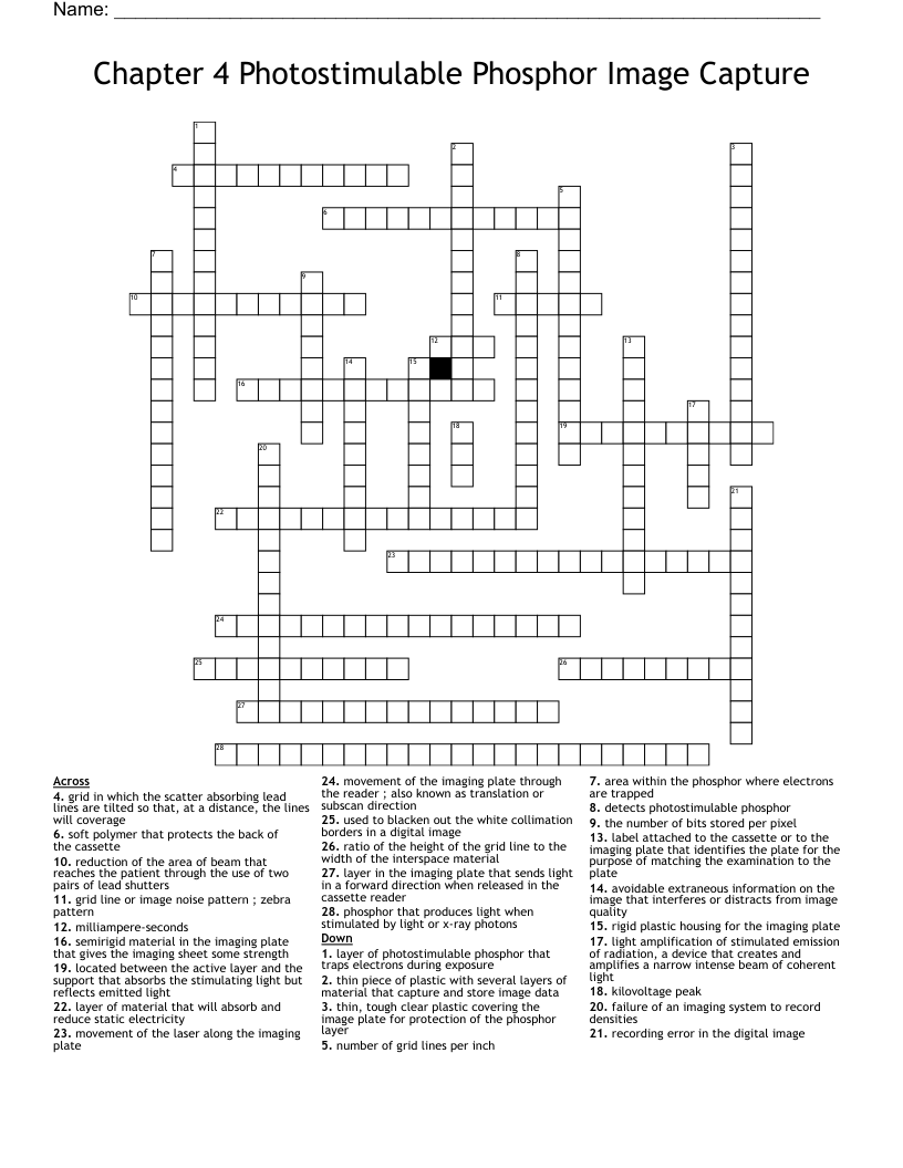 Chapter 4 Photostimulable Phosphor Image Capture Crossword