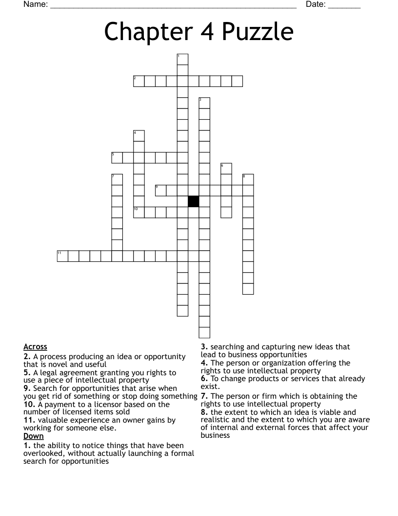 Chapter 4 Puzzle Crossword