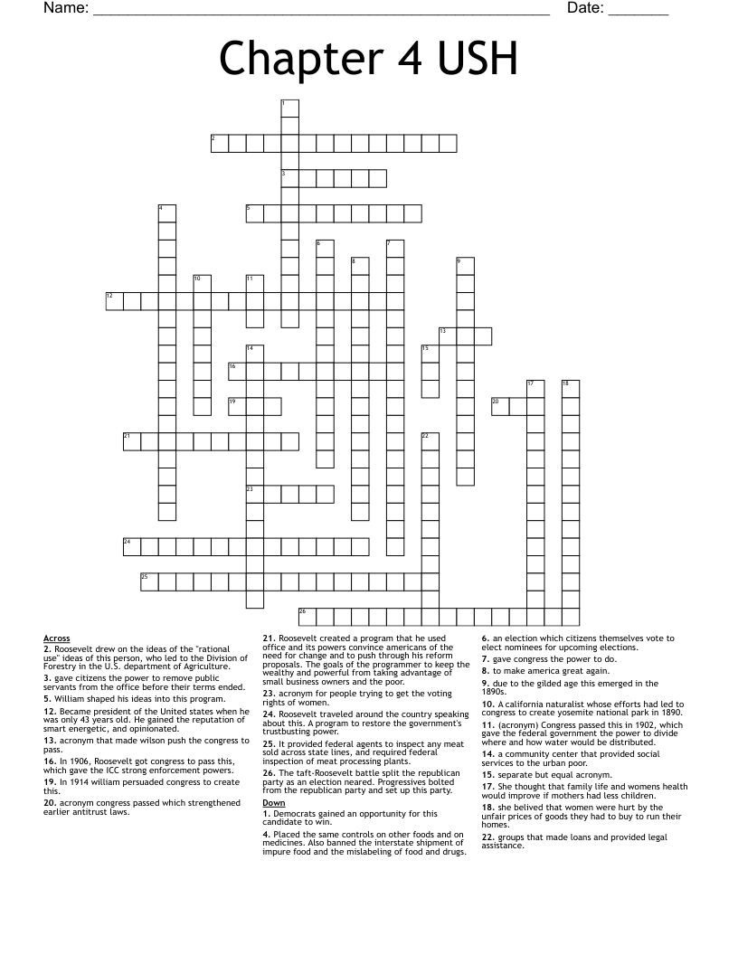 Chapter 4 USH Crossword