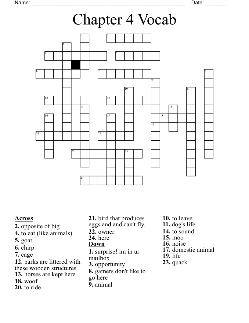 Chapter 4 Vocab Crossword