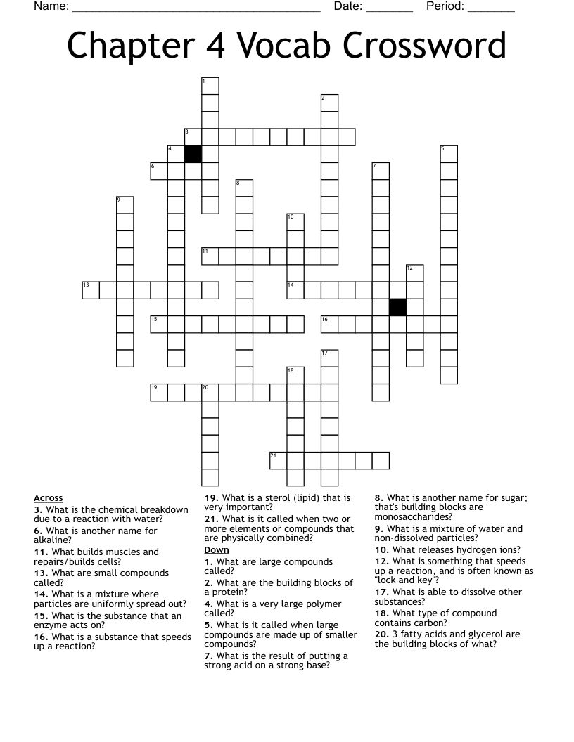Chapter 4 Vocab Crossword