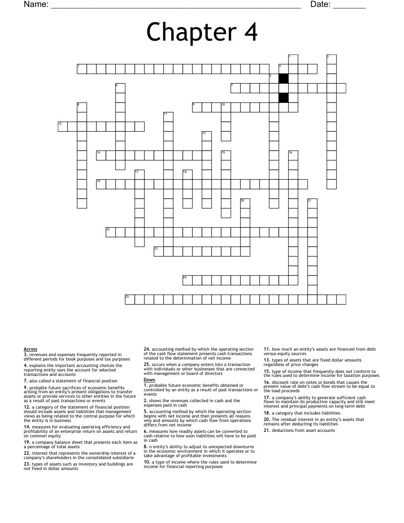 Chapter 4  Crossword