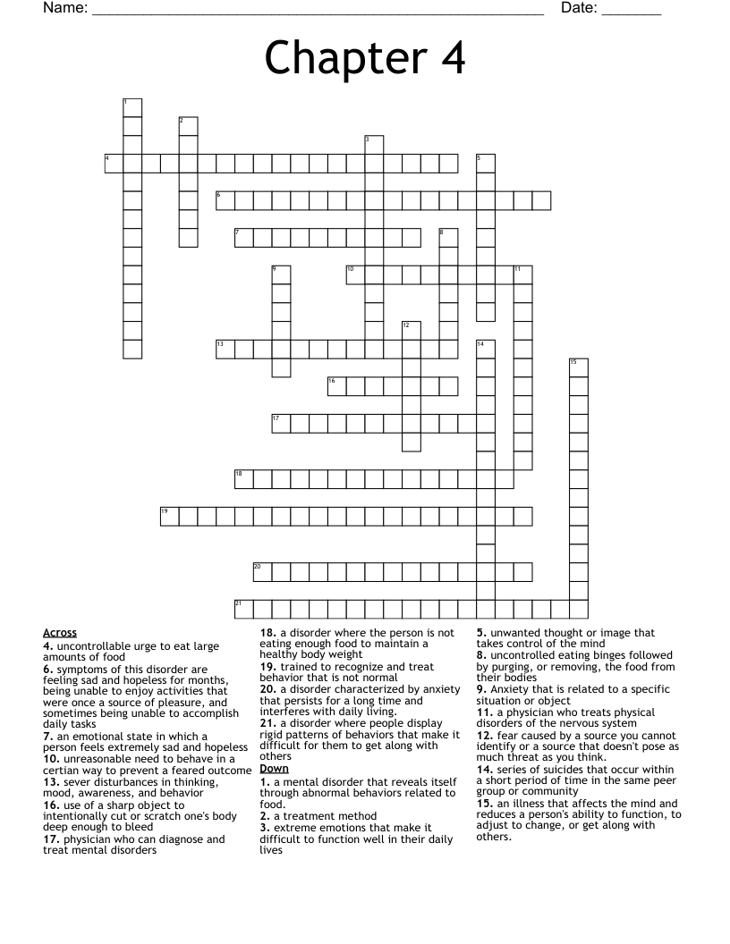 Chapter 4  Crossword