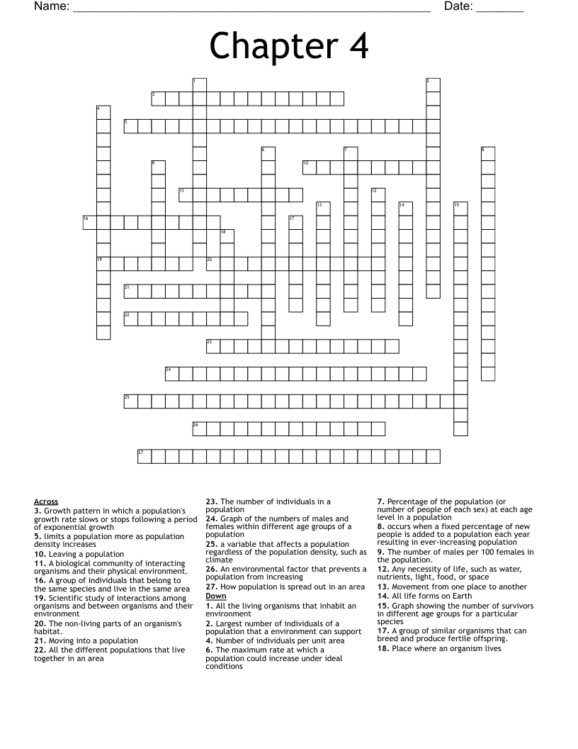Chapter 4  Crossword