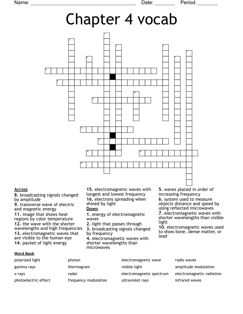 Chapter 4 vocab Crossword