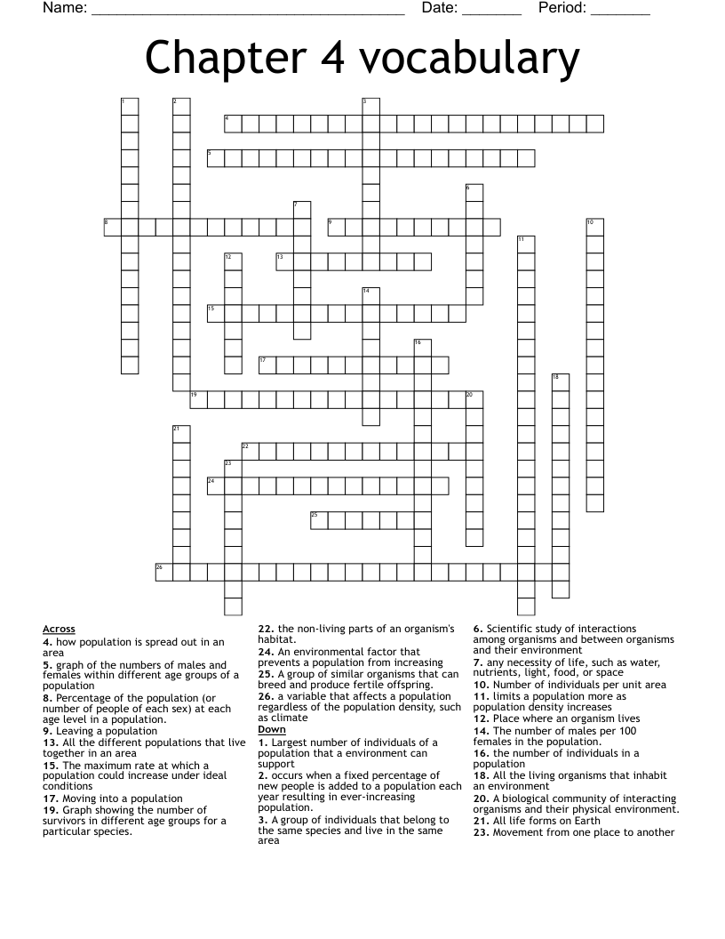 Chapter 4 vocabulary  Crossword