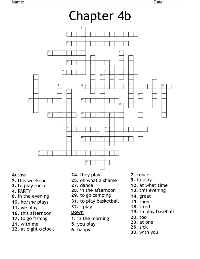 Chapter 4b Crossword