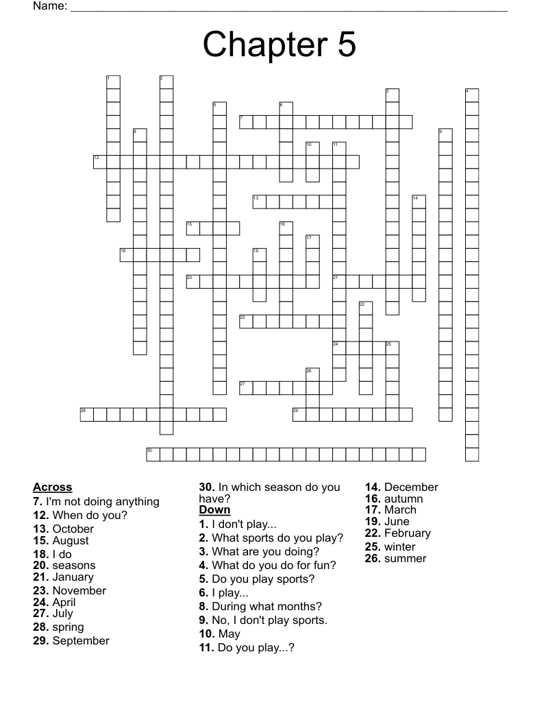 Chapter 5 Crossword