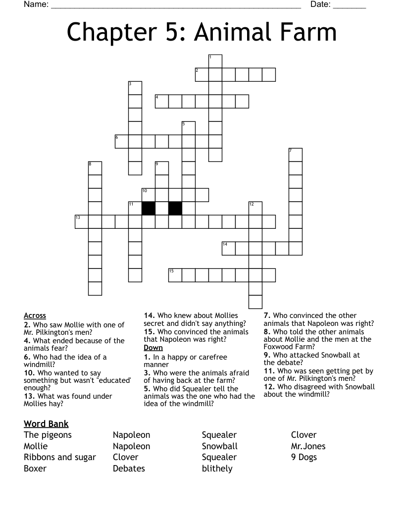 Chapter 5: Animal Farm Crossword