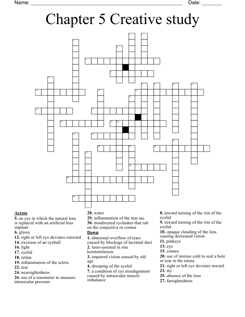Chapter 5 Creative study Crossword