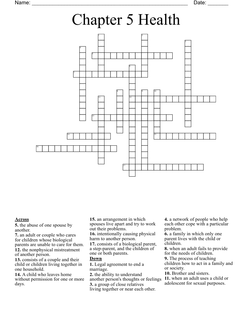 Chapter 5 Health Crossword