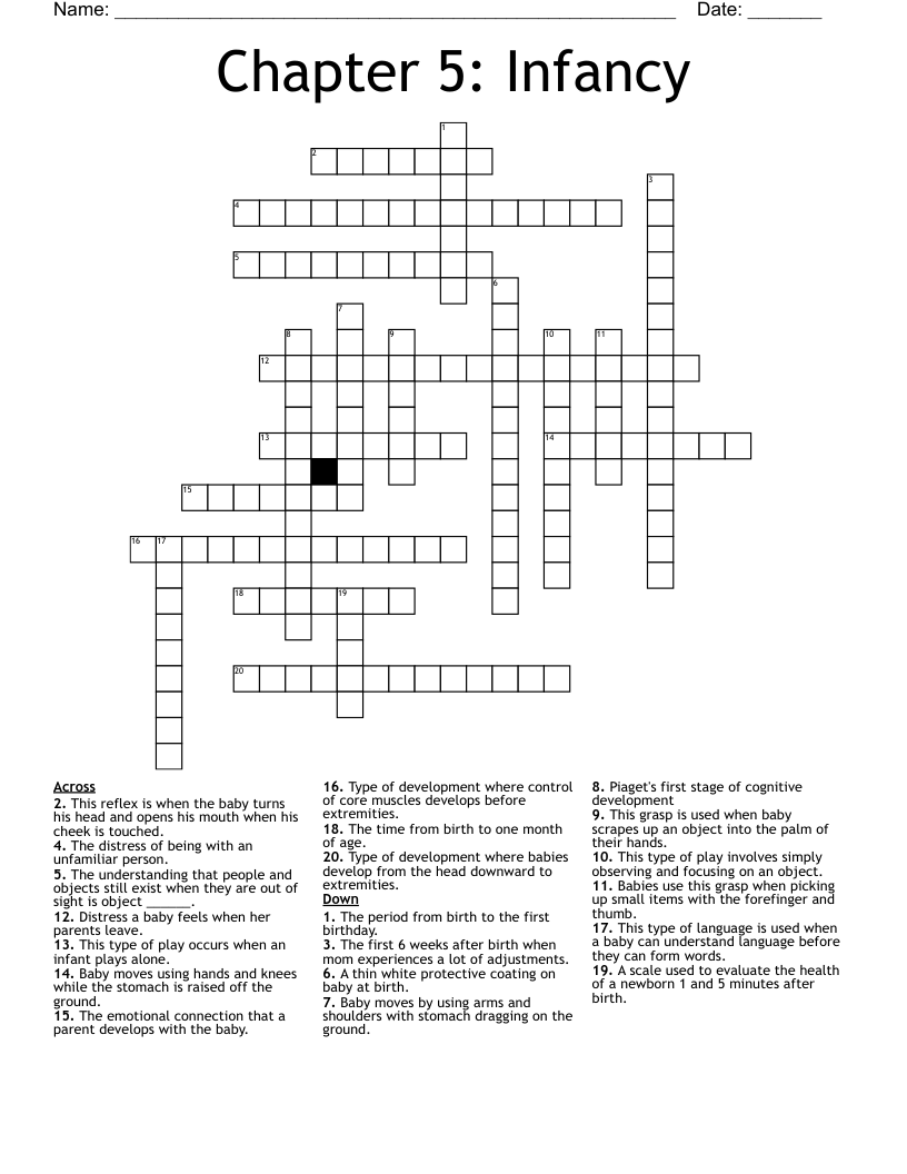 Chapter 5: Infancy   Crossword