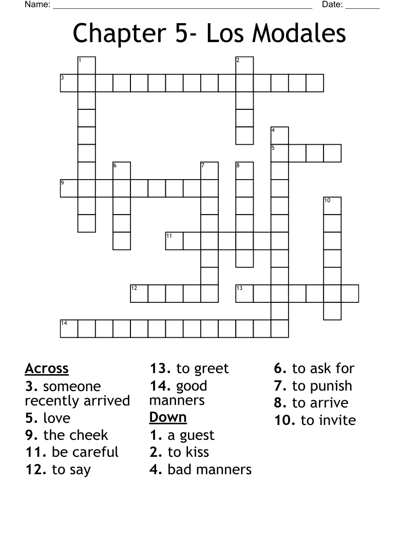 Chapter 5- Los Modales Crossword