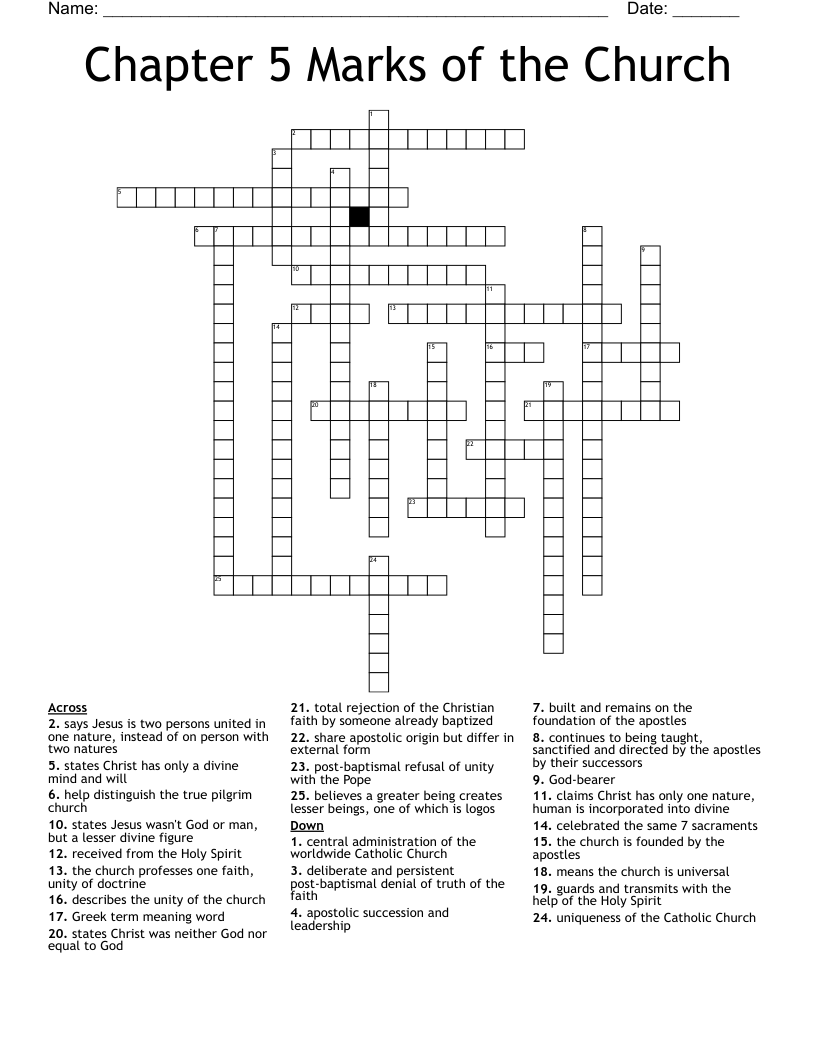 Chapter 5 Marks of the Church Crossword