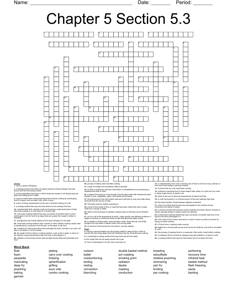 Chapter 5 Section 5.3 Crossword