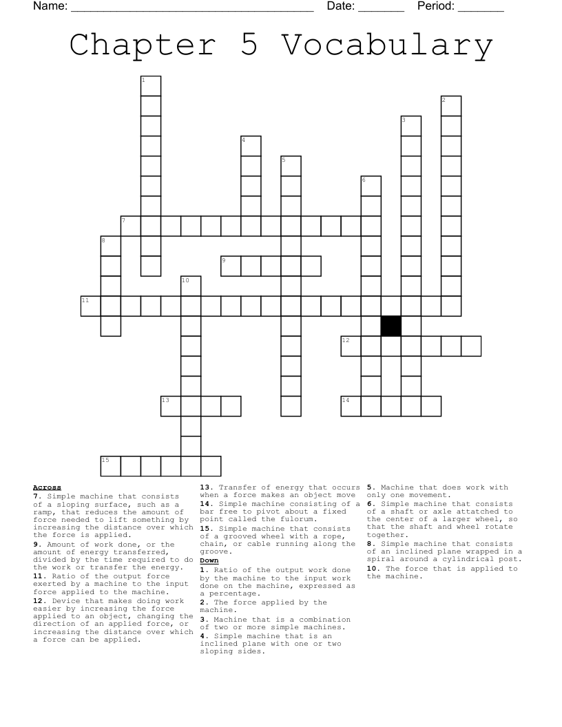 Chapter 5 Vocabulary Crossword