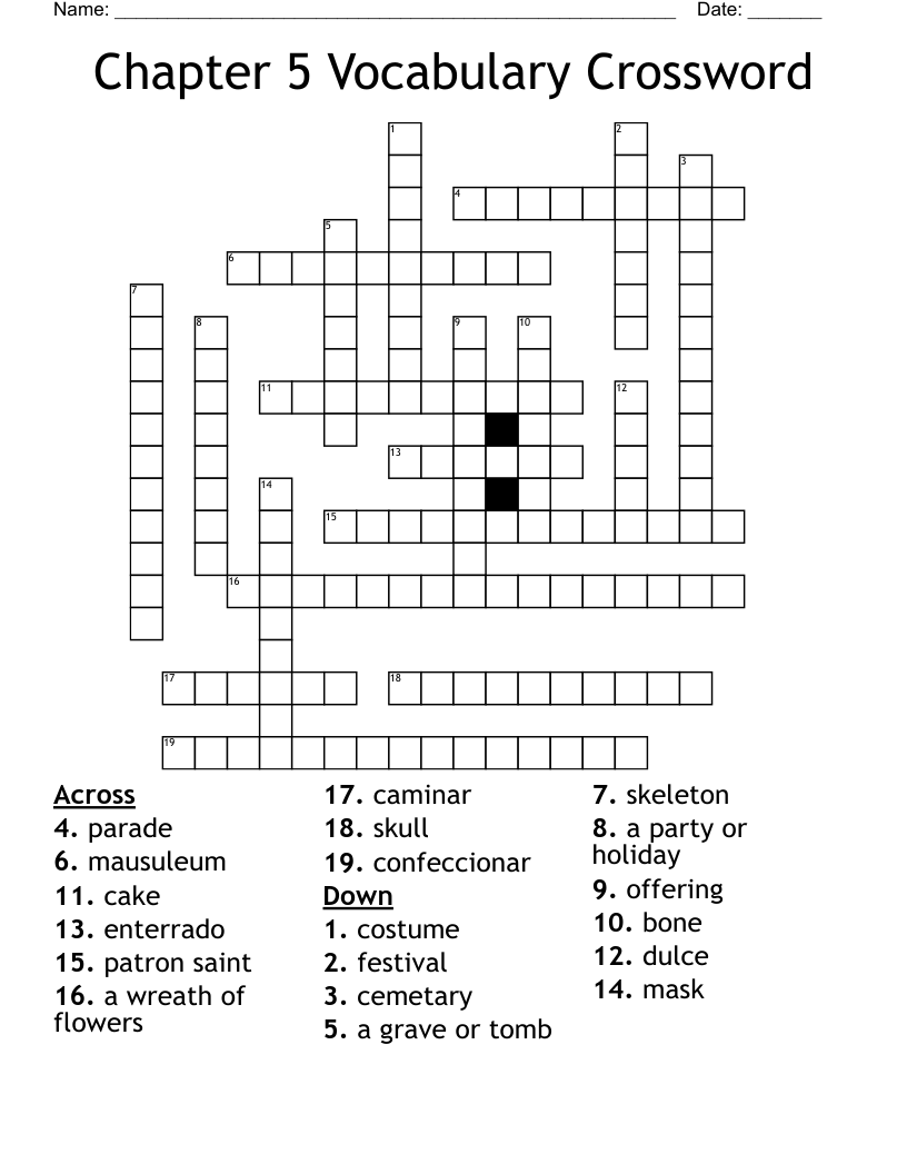 Chapter 5 Vocabulary Crossword