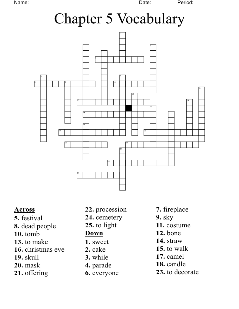Chapter 5 Vocabulary  Crossword