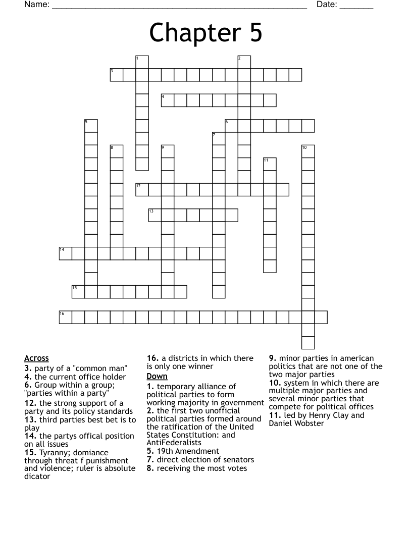 Chapter 5  Crossword