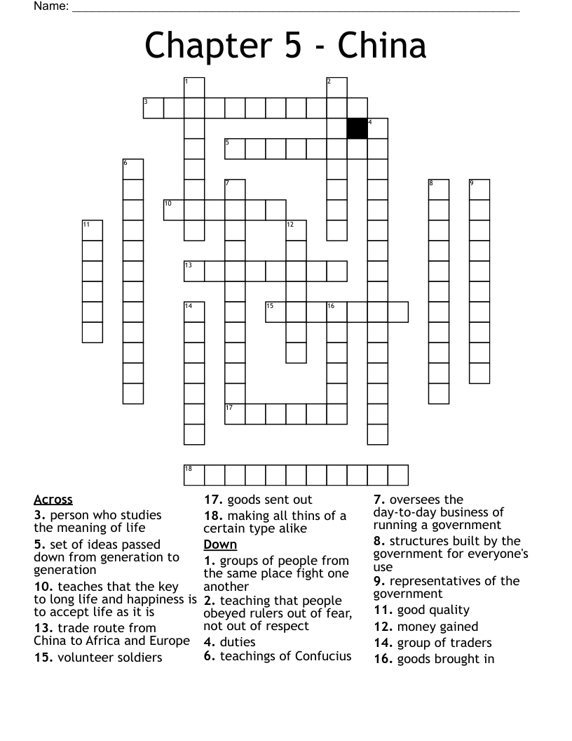 Chapter 5 - China Crossword
