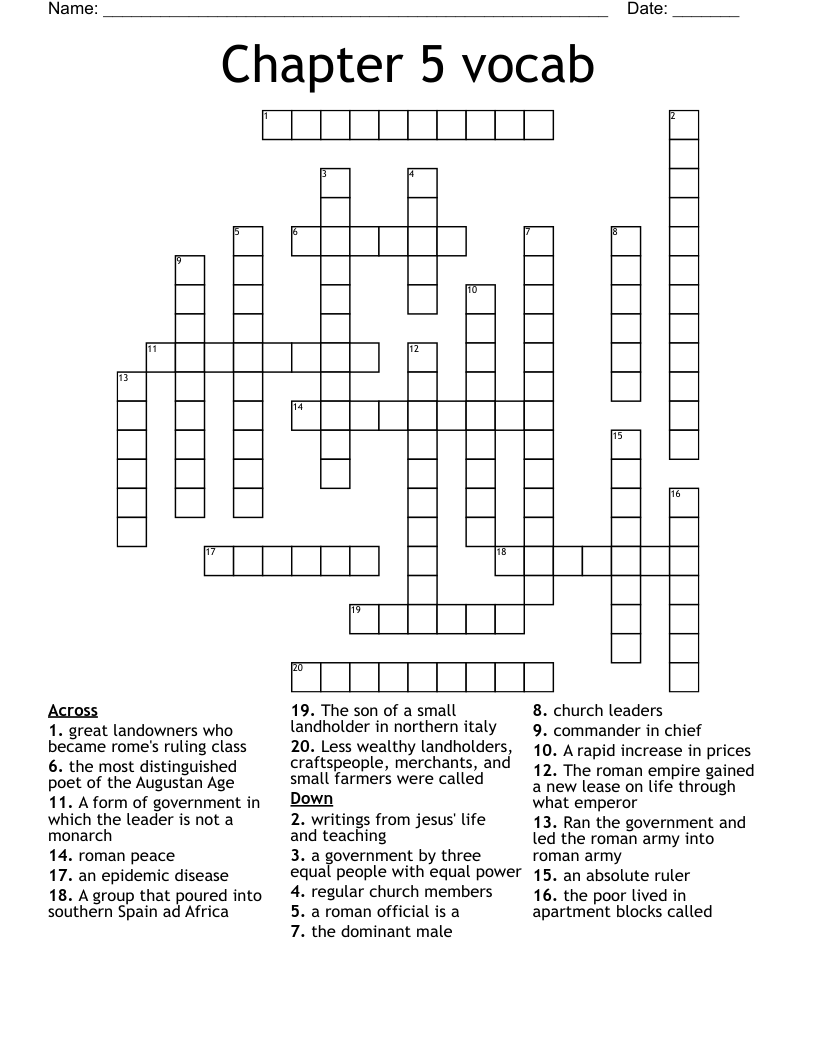 Chapter 5 vocab Crossword