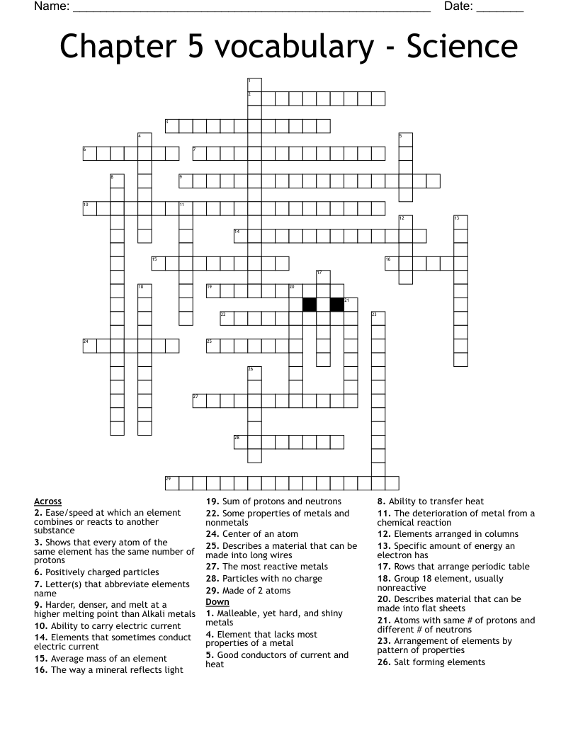 Chapter 5 vocabulary - Science Crossword