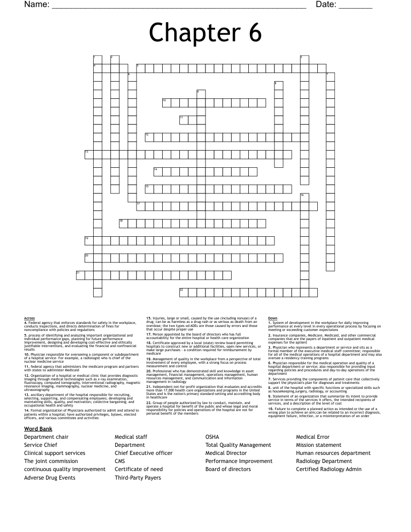Chapter 6 Crossword