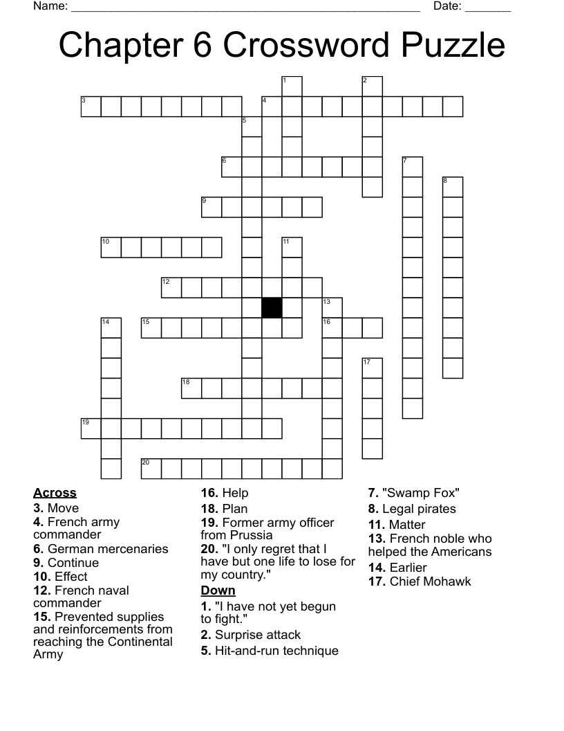 Chapter 6 Crossword Puzzle