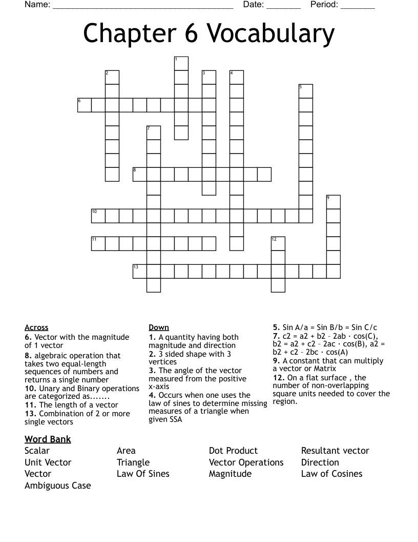 Chapter 6 Vocabulary Crossword