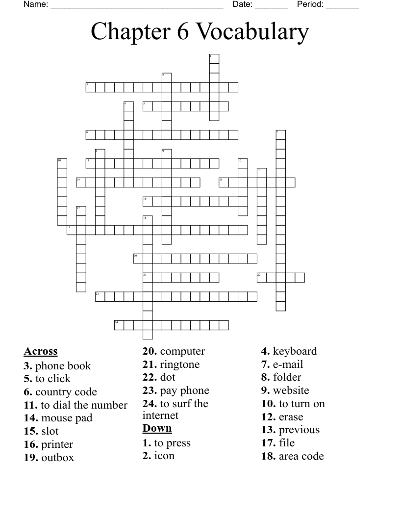 Chapter 6 Vocabulary  Crossword