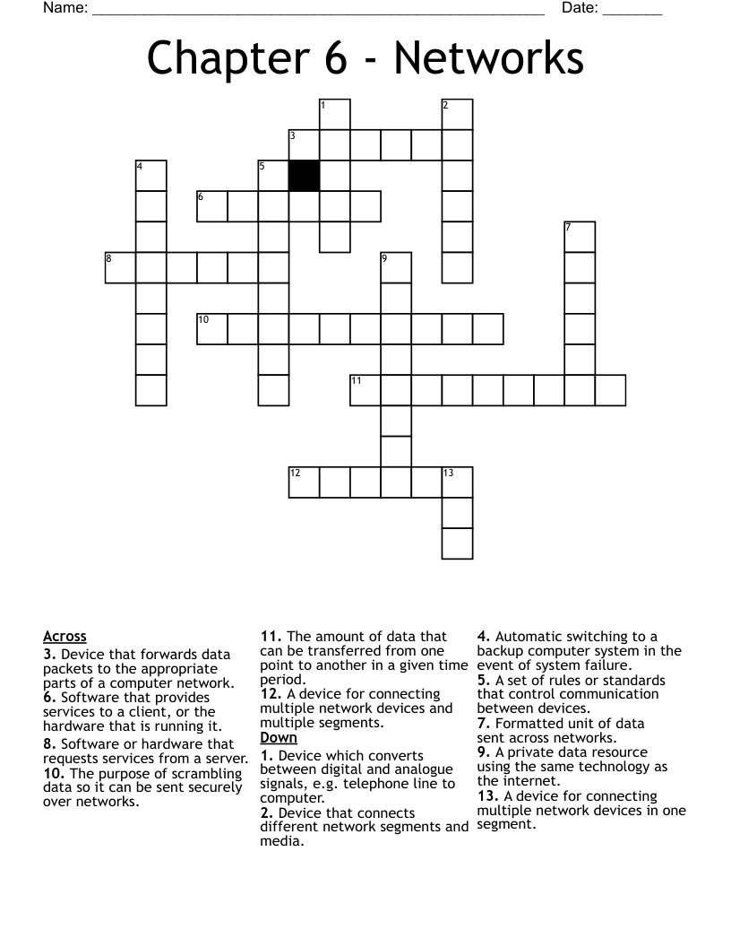 Chapter 6 - Networks Crossword