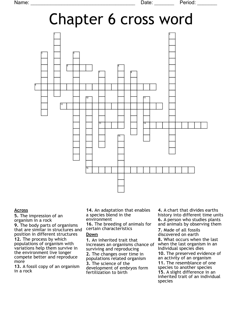 Chapter 6 cross word