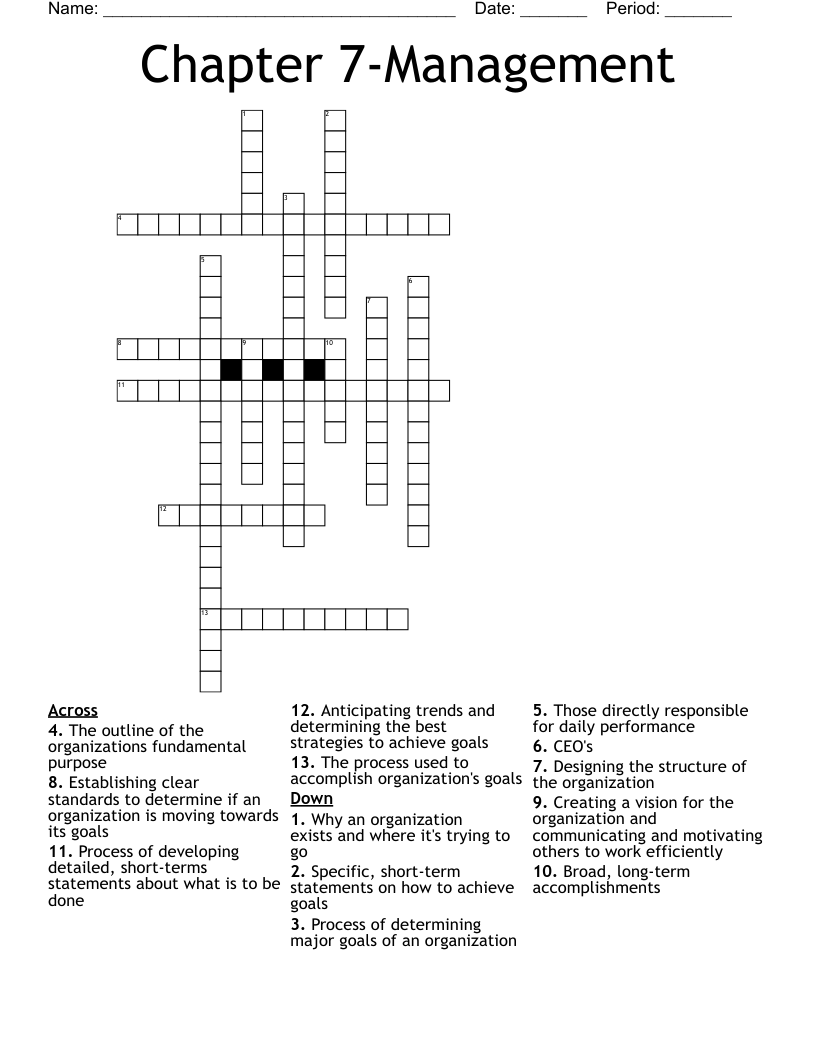 Chapter 7-Management Crossword